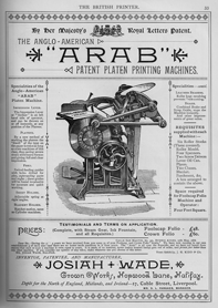 Arab Advert in British Printer 1890